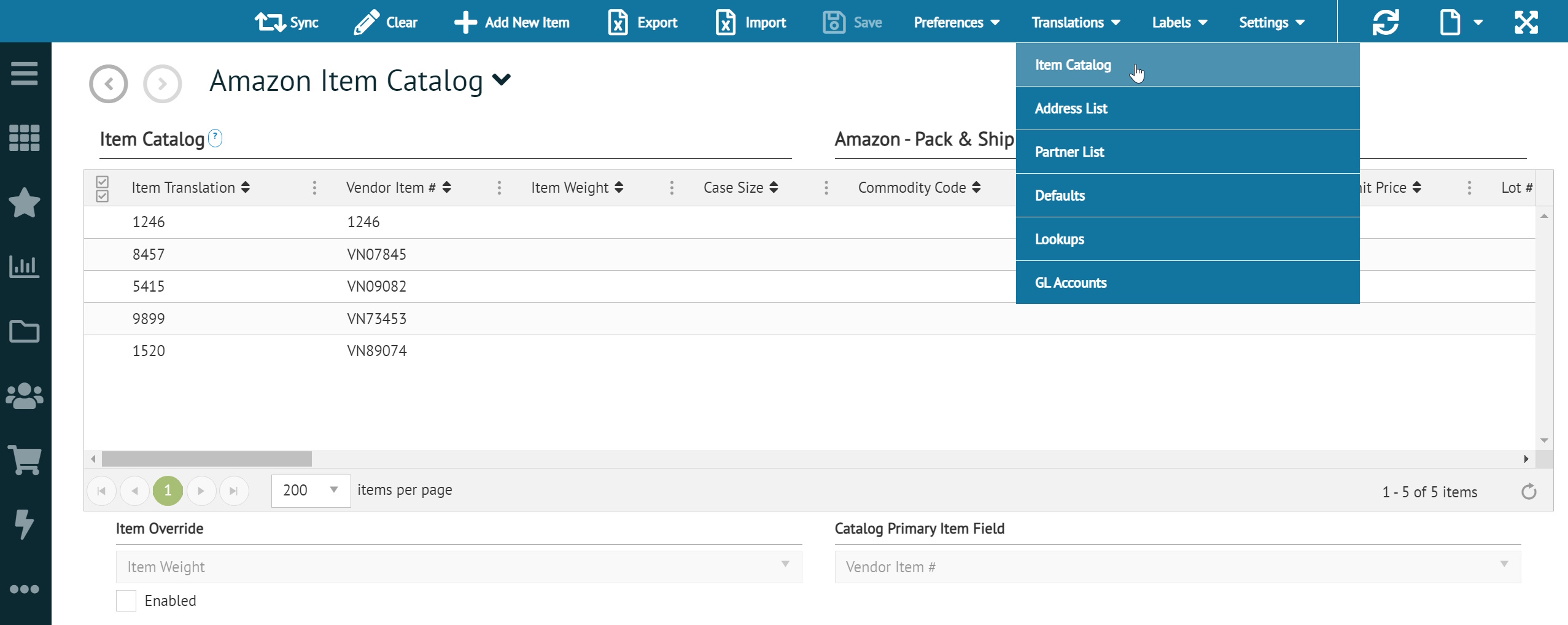 About the Item Catalog